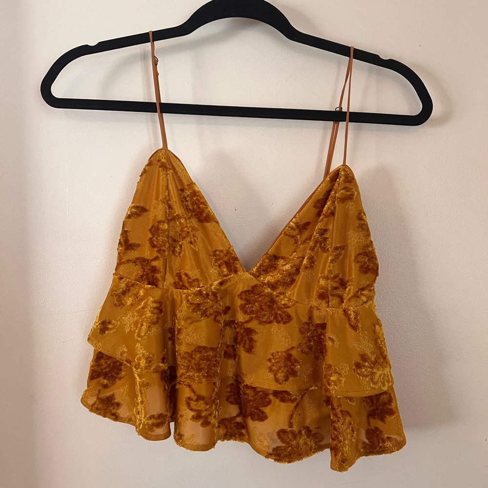 Faith & Asher Mustard Velvet Crop Top